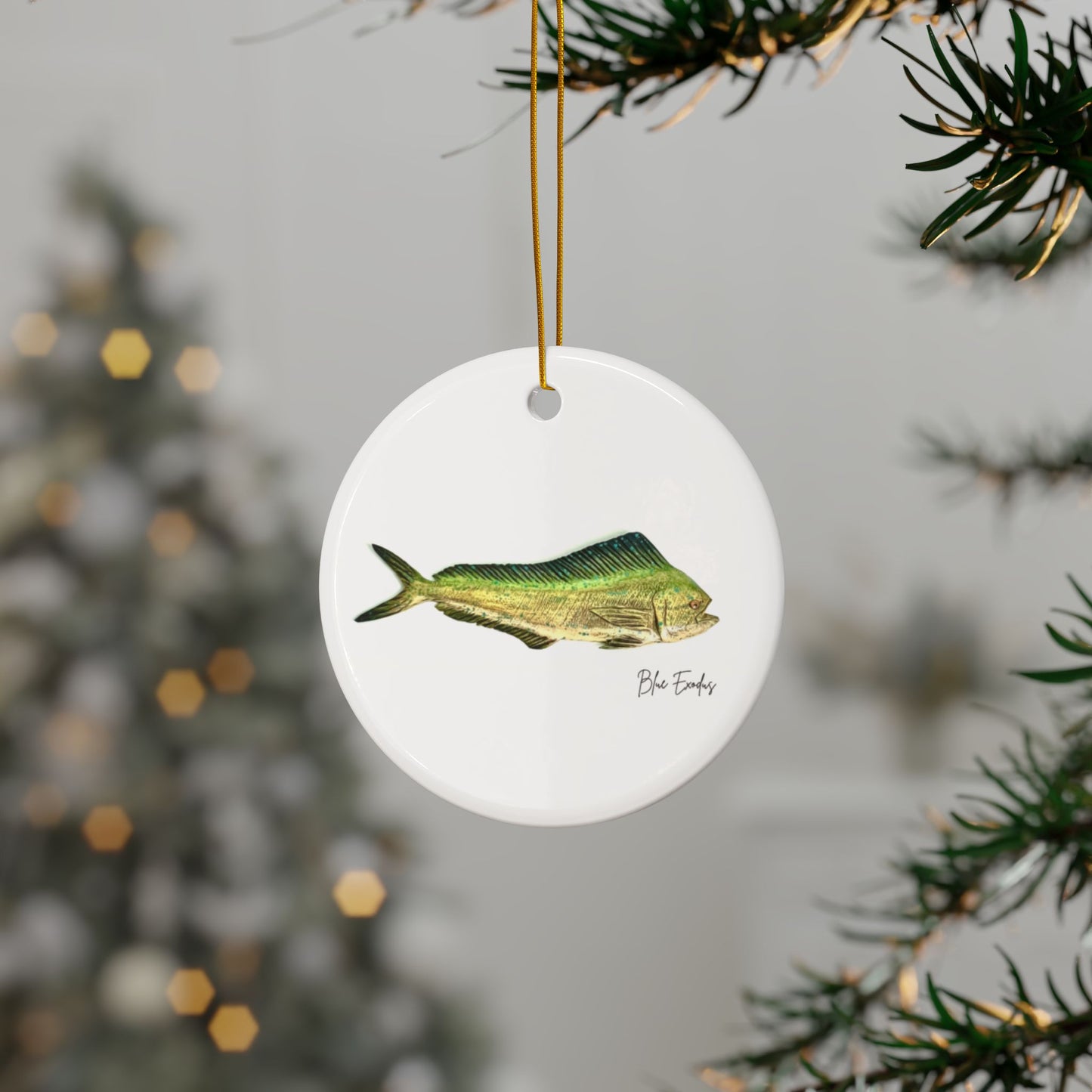 Mahi Mahi Ceramic Ornament — Coastal Rustic Fishing Holiday Decor
