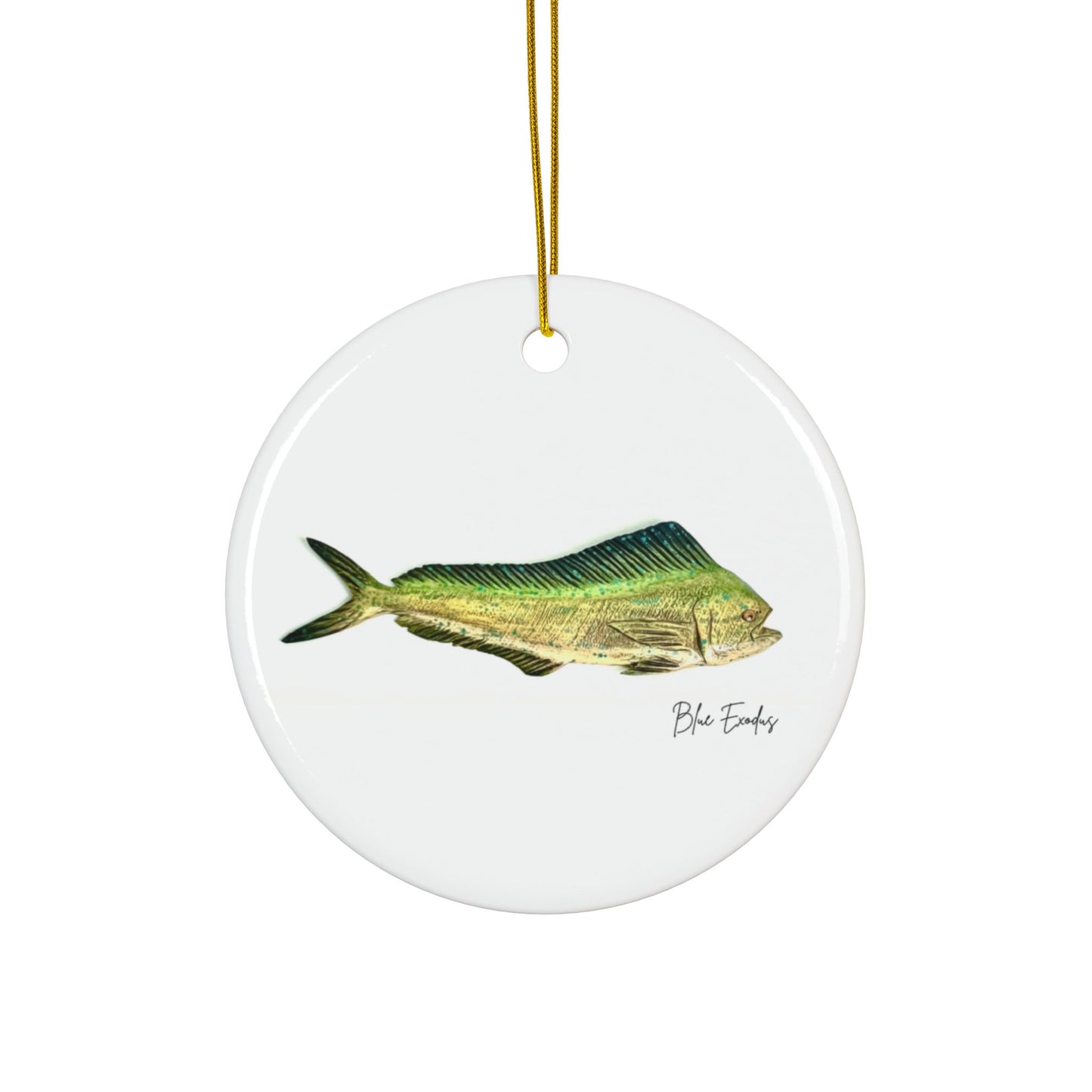 Mahi Mahi Ceramic Ornament — Coastal Rustic Fishing Holiday Decor