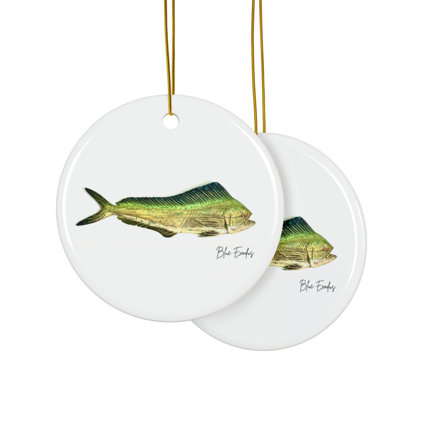 Mahi Mahi Ceramic Ornament — Coastal Rustic Fishing Holiday Decor